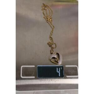 Sterling Silver 925 & 1/20th GF Chain Necklace W/ Mother/Child Heart Pendant 4g